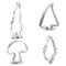 CookieCutter.com Enchanted Woodland Gnome Elf 4 Piece Cookie Cutters Set, Gnome, Dwarf, Mushroom, Tree, Tin Plate Steel, USA